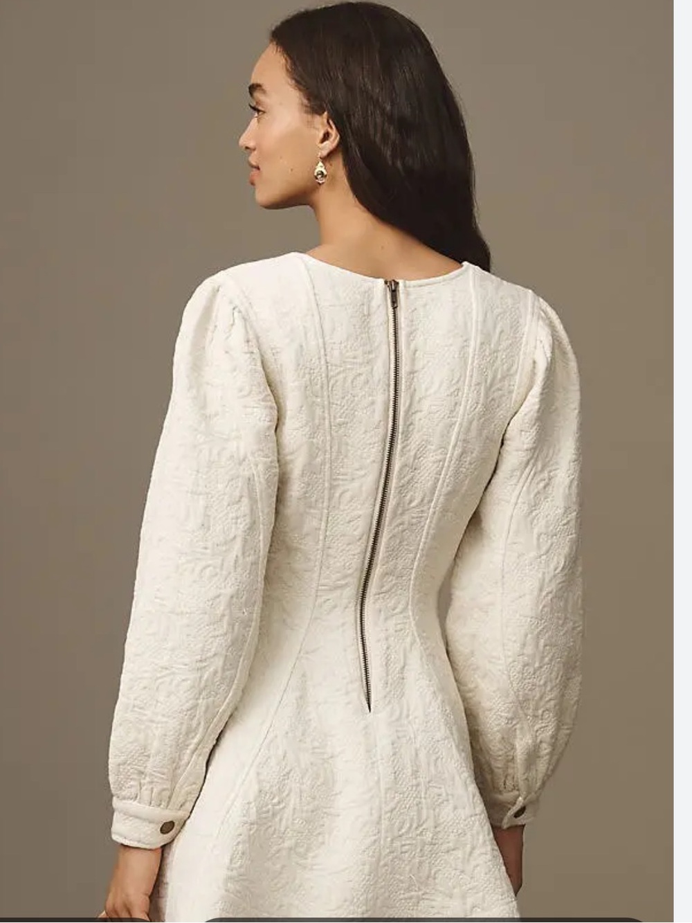 Pilcro Ivory Textured V-Neck Mini Dress